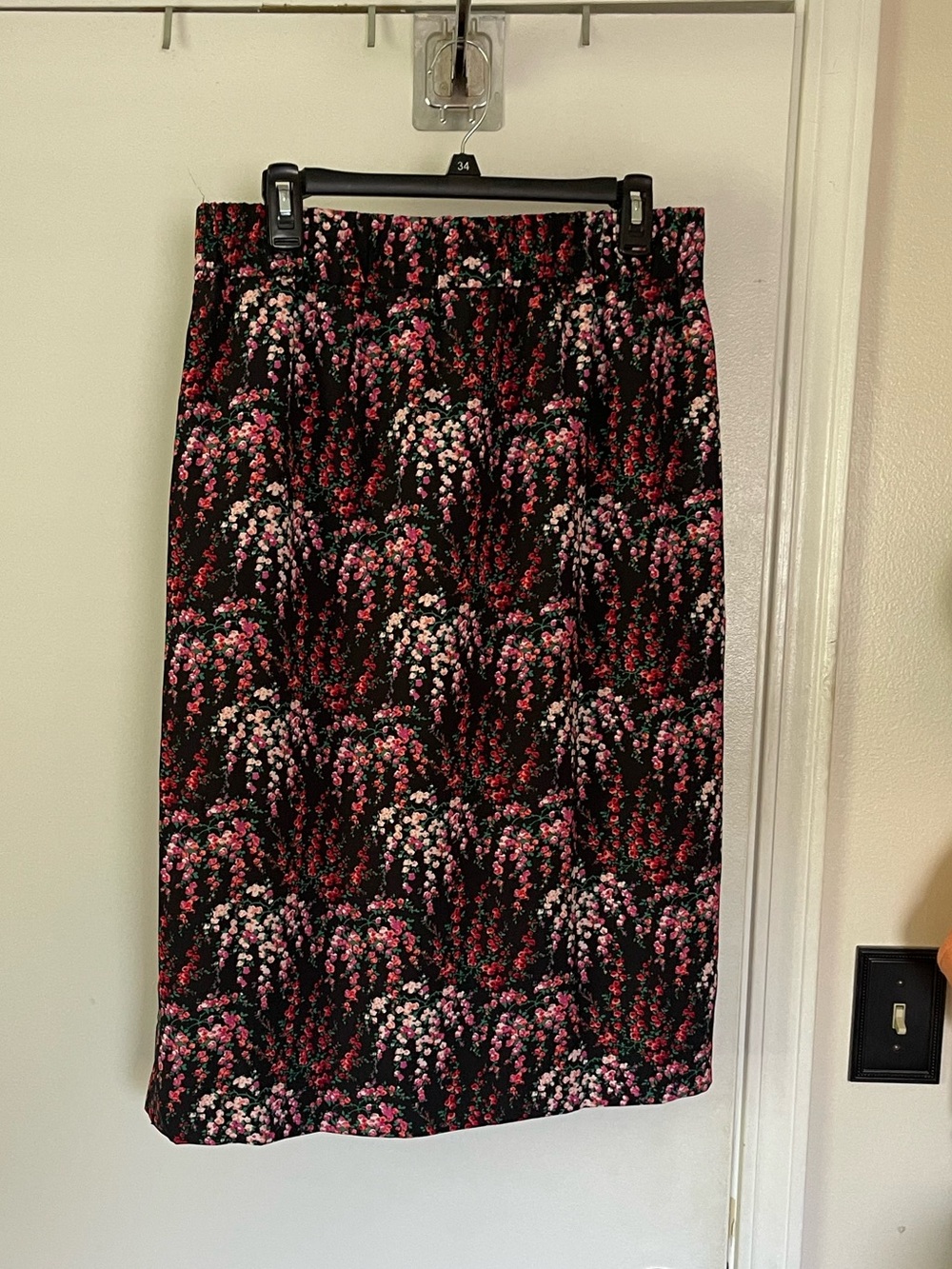 J. Crew Floral Print Pencil Skirt - Black and Pink